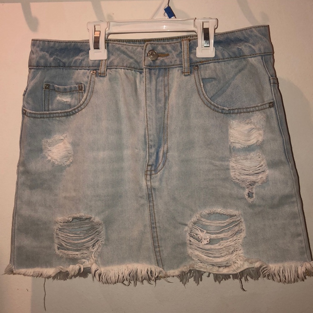 Blue washed mini skirt